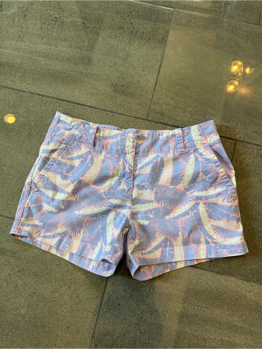 Vineyard Vines Pastel Blue Palm Print Women's Shorts